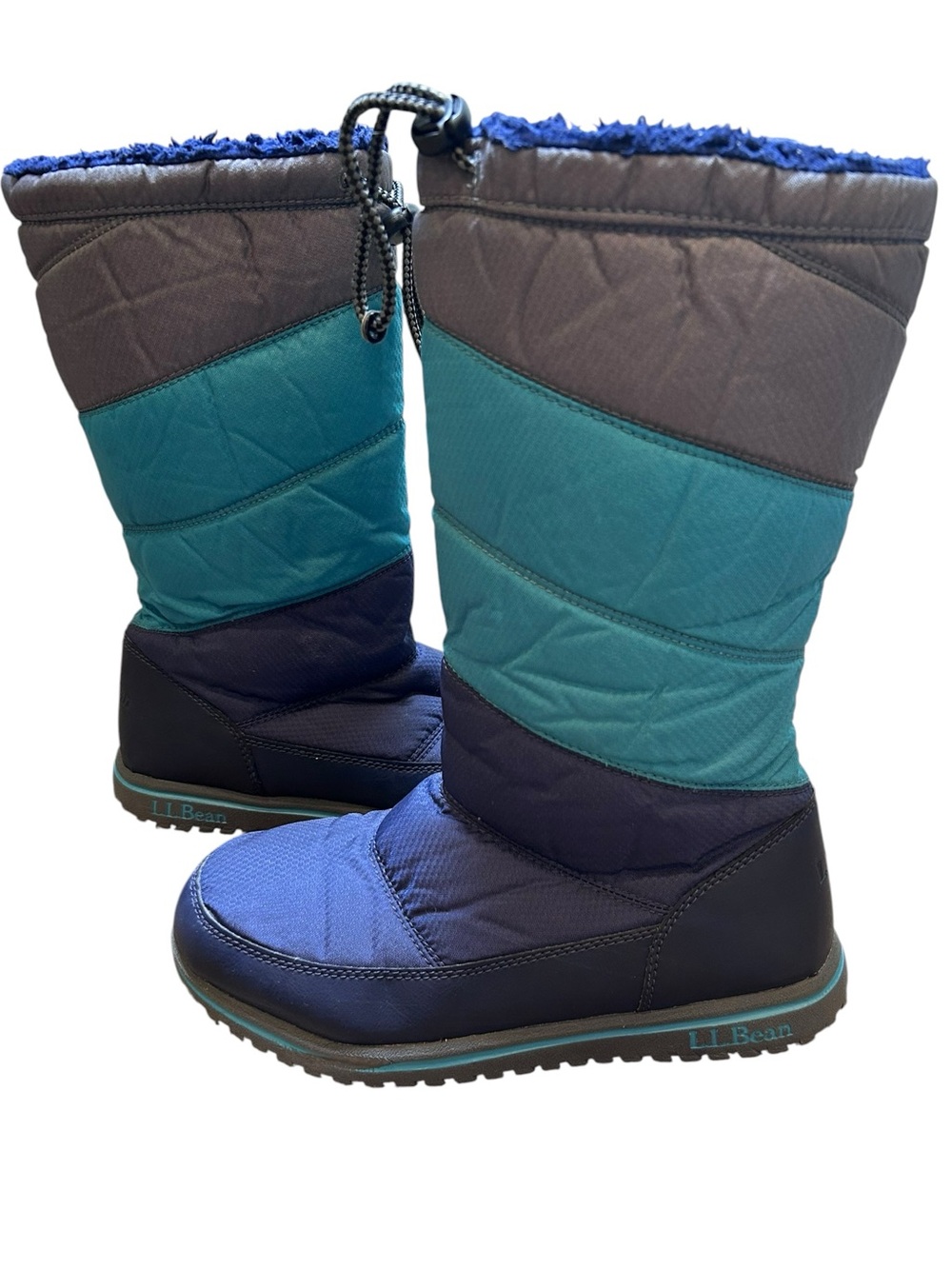 Kids' L.L.Bean Ultralight Tall Snow Boots Size 5 fleece lined blue waterproof